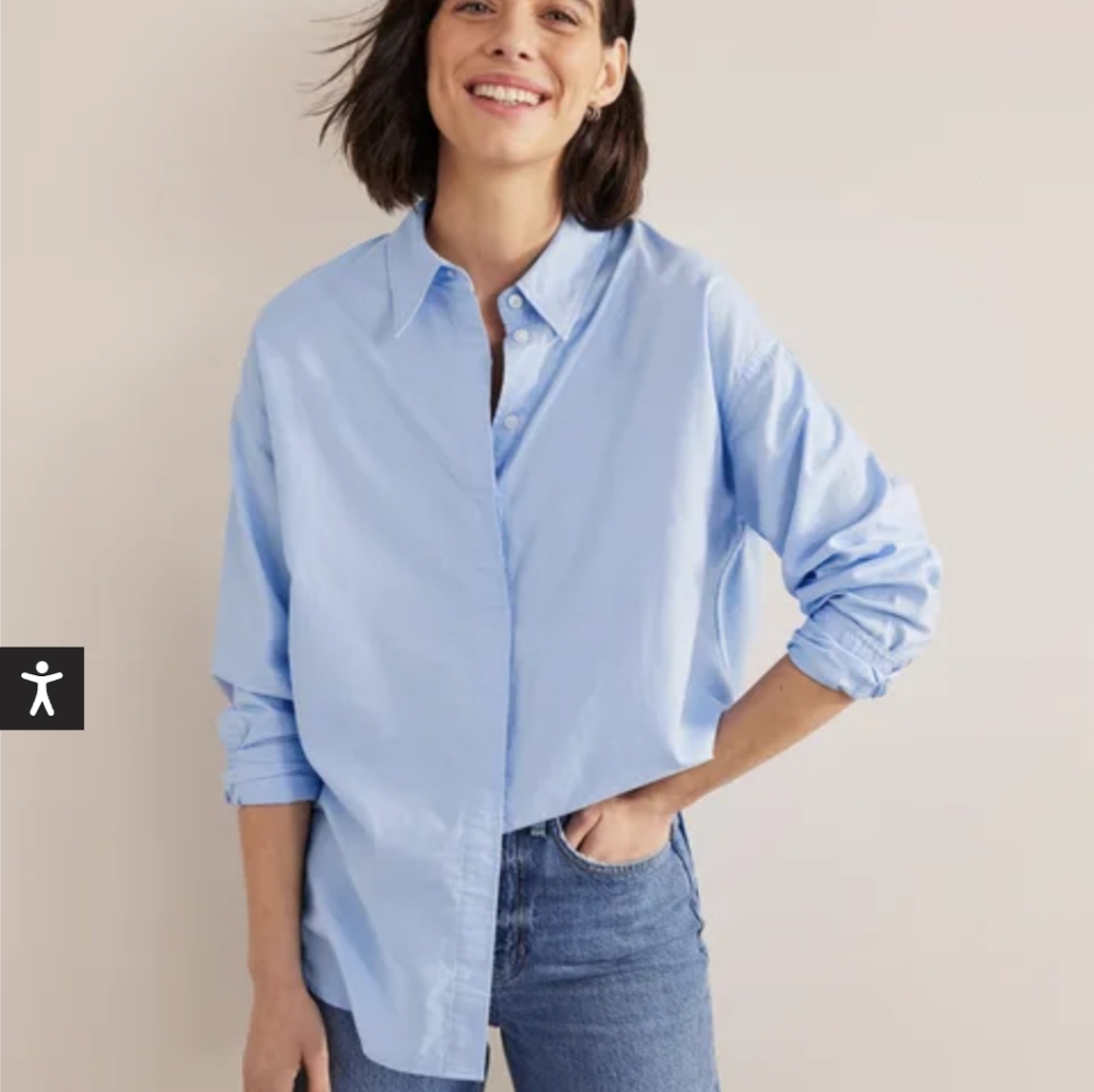 NWT Boden Blue Oversized Oxford Cotton Shirt - Chambray